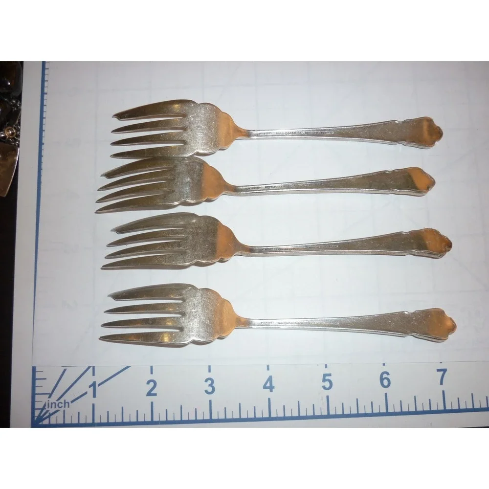 3 GM Co EP‎ Pat. silverplate fork Pastry Antique Monogram Gorham